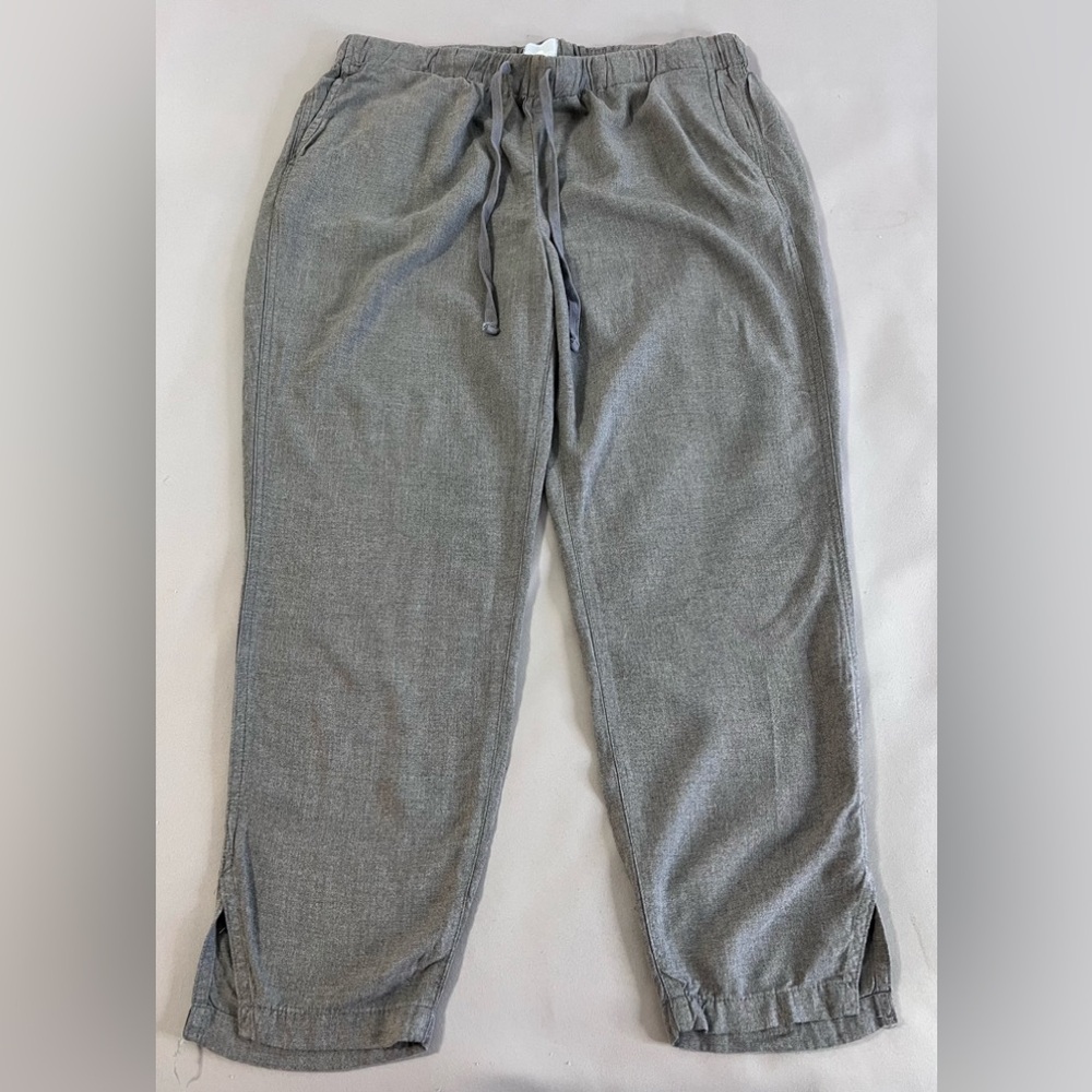 Sunday Womens Pants Sz Large Gray Elastic Waist‎ Drawstring Lightweight Stretch